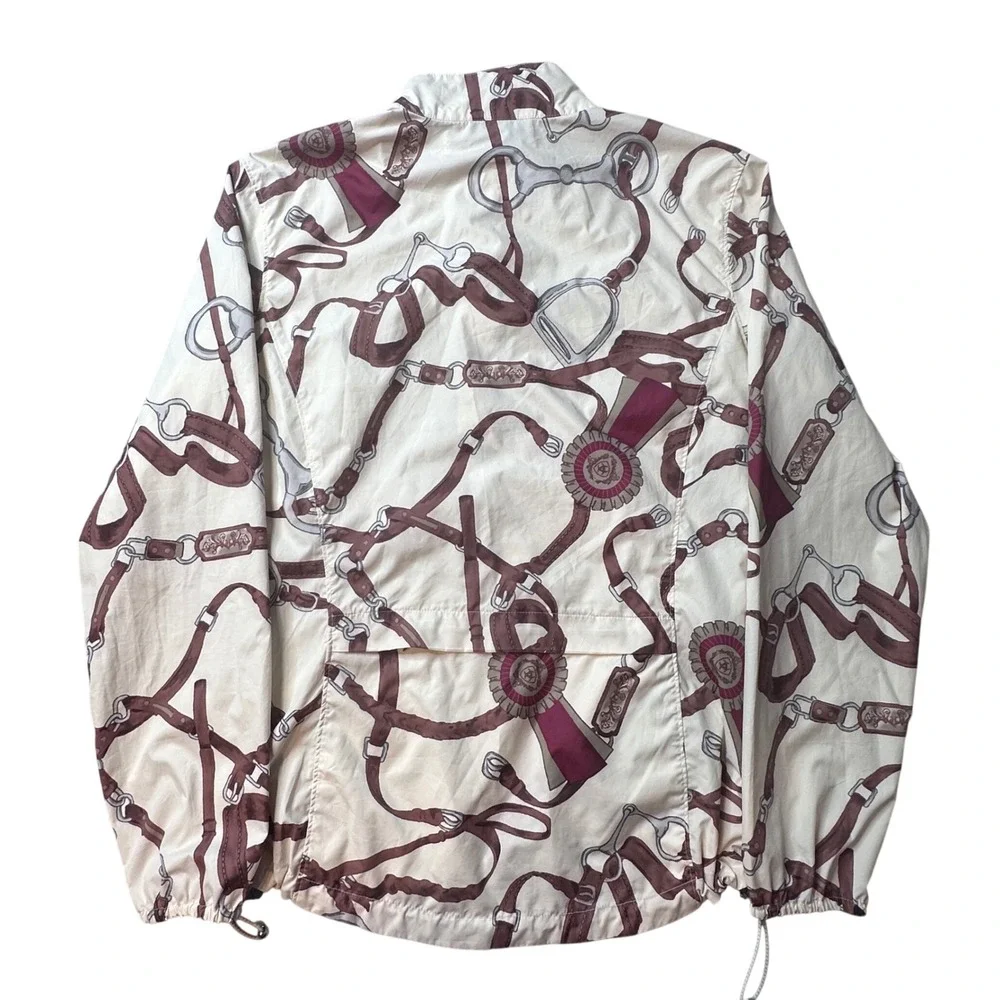 Ariat Jacket Womens Small Cream Equestrian Print 1/4 Zip Windbreaker 10007153 - Picture 2 of 10